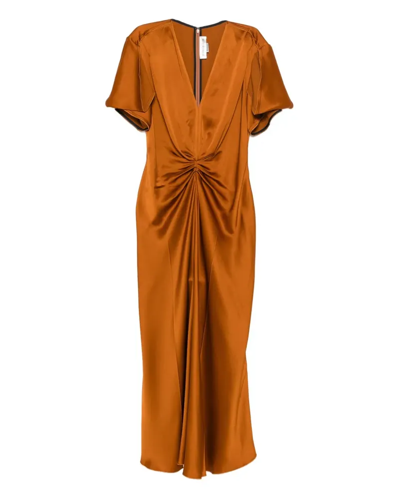 Victoria Beckham Satinkleid mit Raffung - Braun Braun