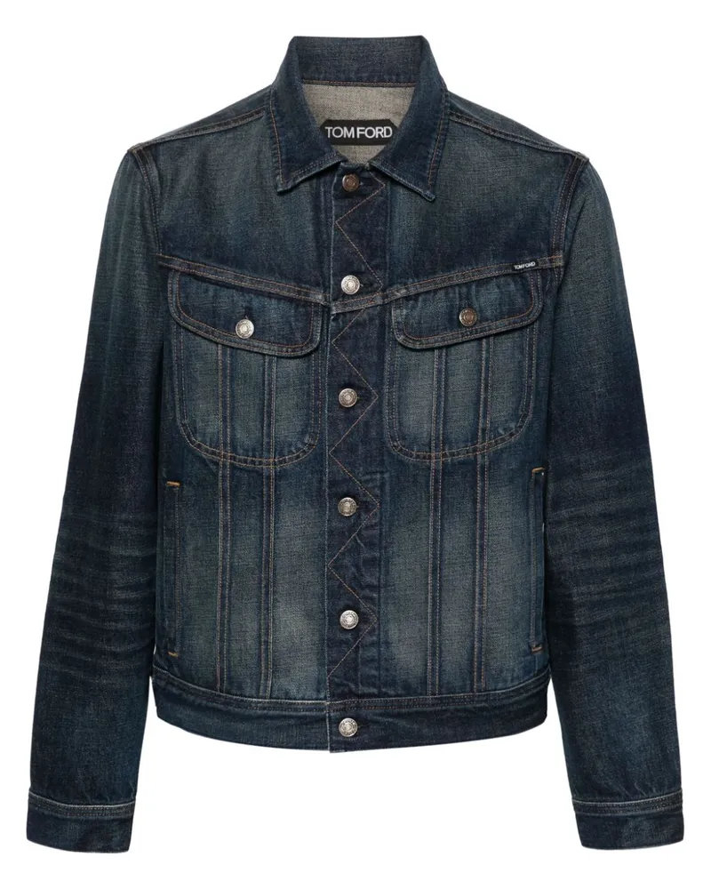 Tom Ford Jeansjacke mit Kontrastnähten - Blau Blau