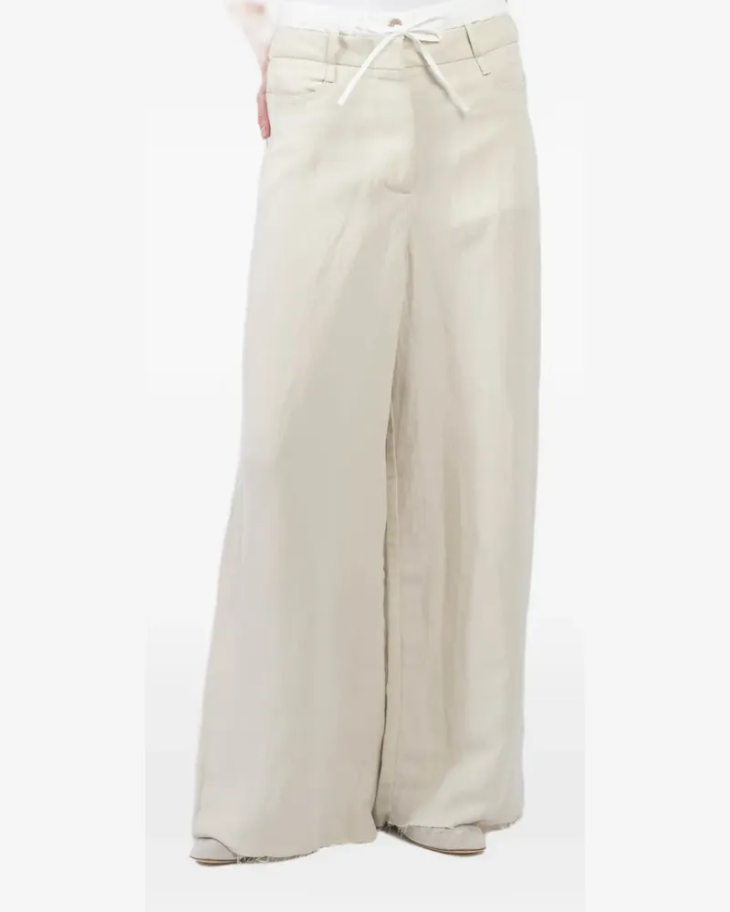 Masnada drawstring frayed palazzo pants - Nude Nude