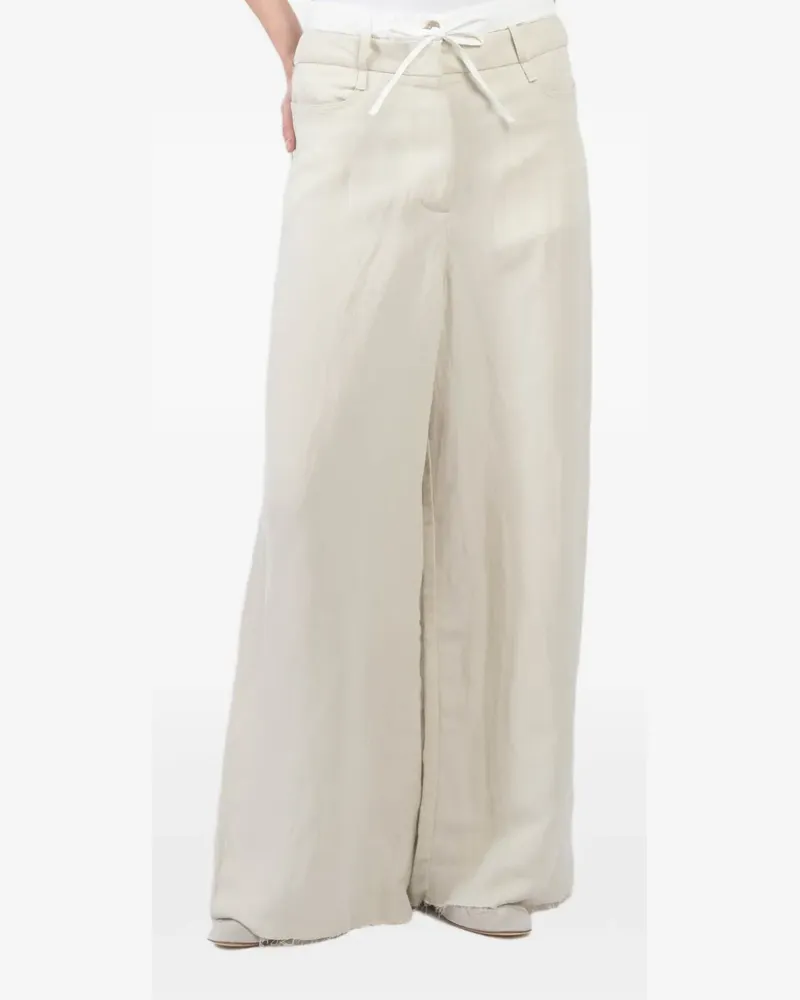 Masnada drawstring frayed palazzo pants - Nude Nude
