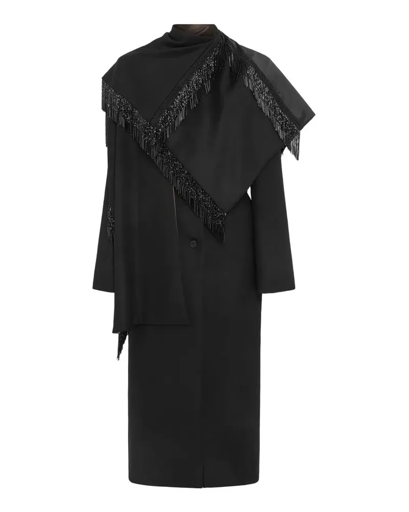 16ARLINGTON Rosalind fringe-trimmed coat - Schwarz Schwarz