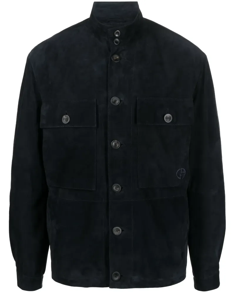 Giorgio Armani Hemdjacke aus Wildleder - Blau Blau