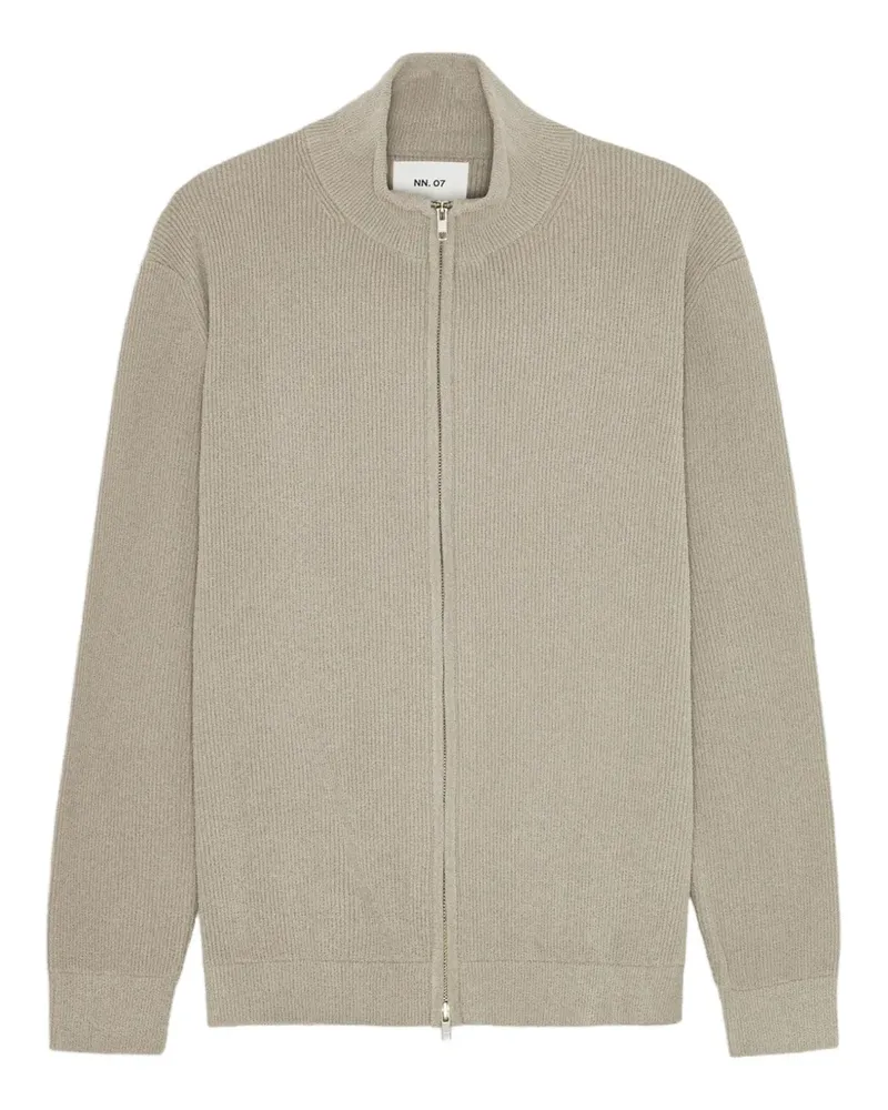 NN 07 Gerippter Cardigan mit Reißverschluss - Nude Nude