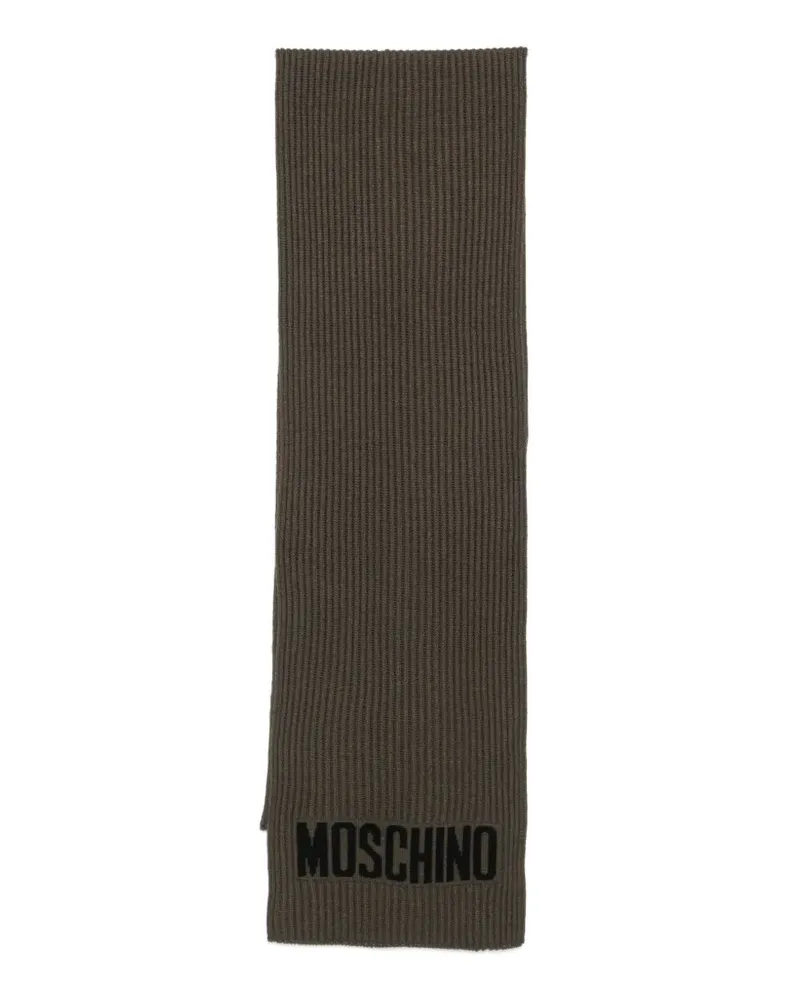Moschino Gerippter Schal mit Logo - Grün Grün
