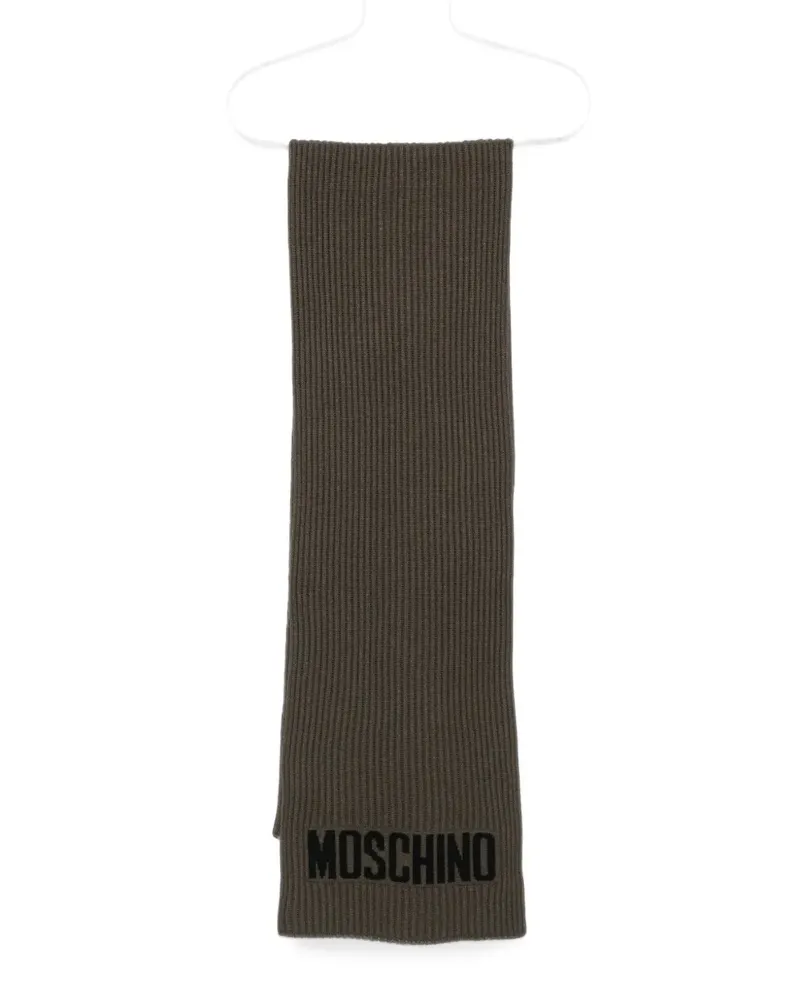 Moschino Gerippter Schal mit Logo - Grün Grün