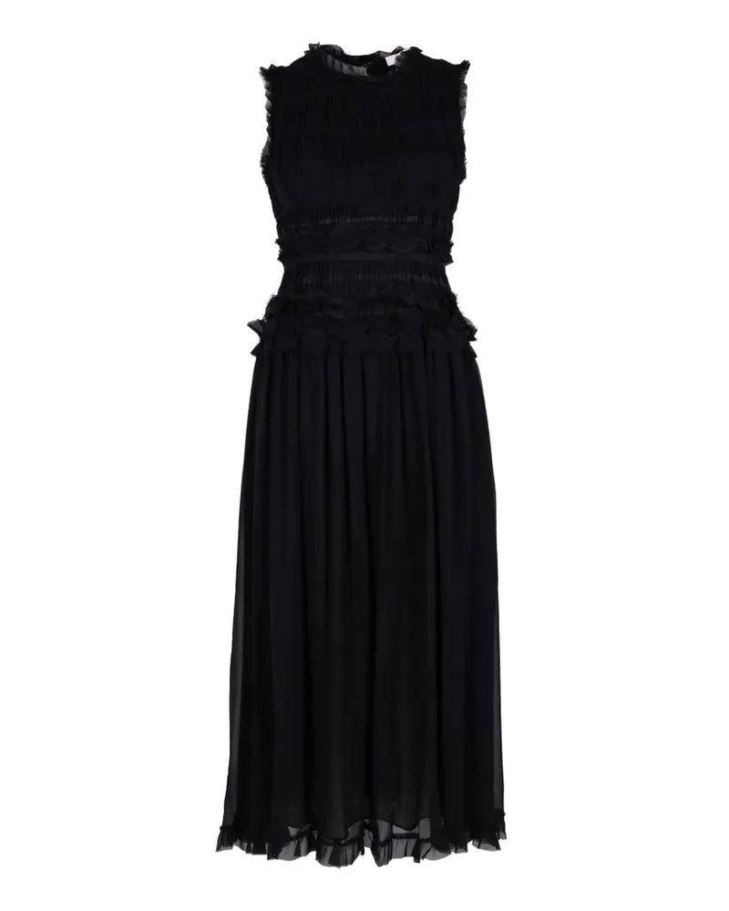 Ulla Johnson Gerüschtes Etta Midikleid - Schwarz Schwarz