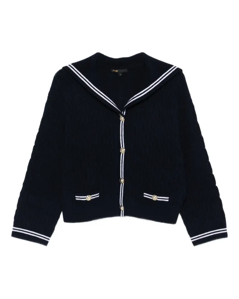 Maje Zopfmuster-Cardigan mit Matrosenkragen - Blau Blau