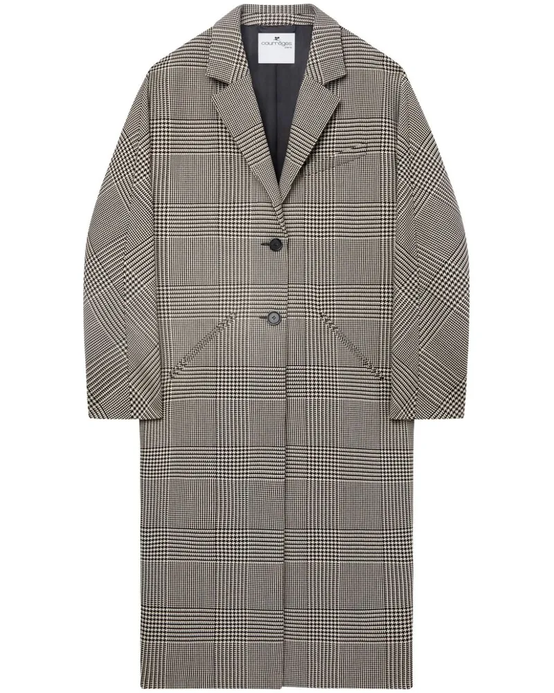 Courrèges Karierter Cocoon Mantel - Schwarz Schwarz