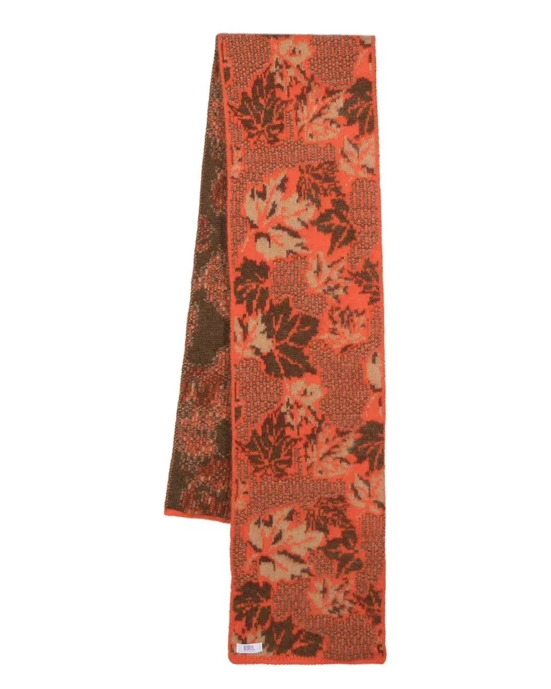 ERL Schal mit botanischem Motiv - Orange Orange
