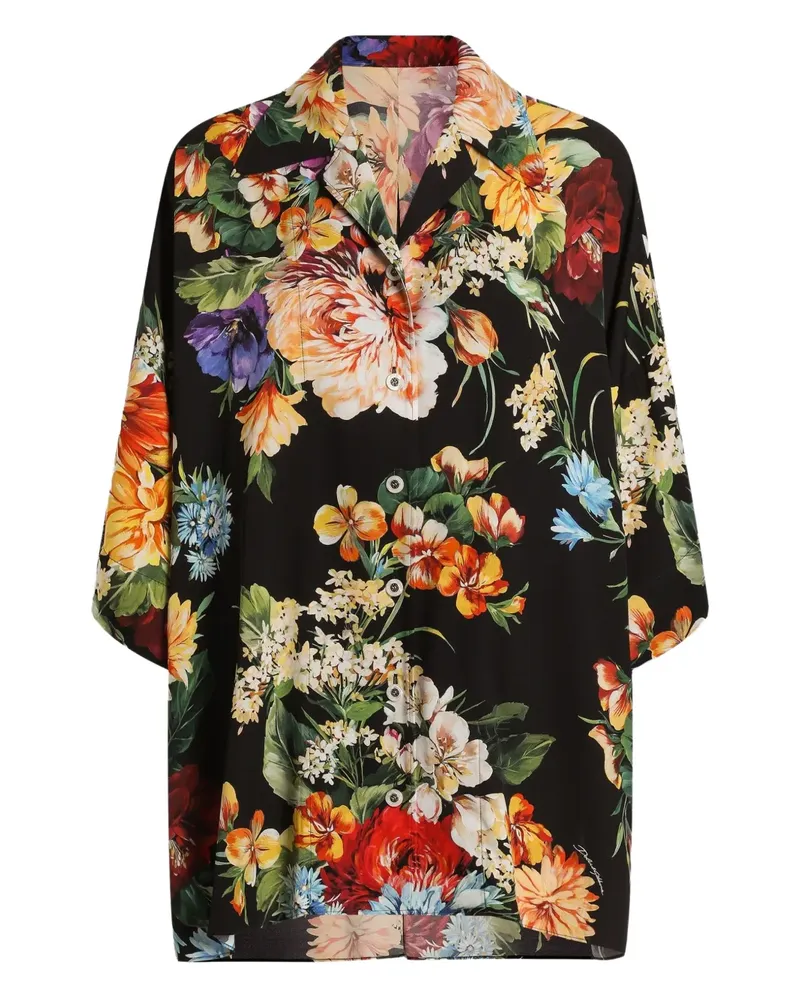 Dolce & Gabbana Hemd mit Blumen-Print - Schwarz Schwarz