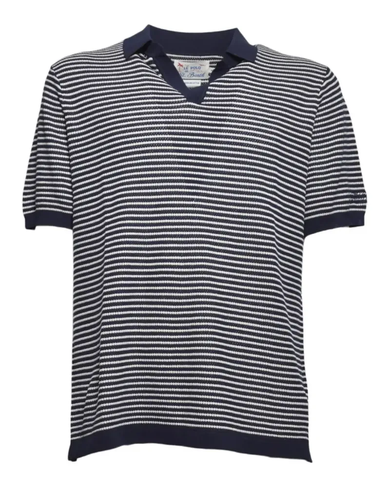 MC2 Saint Barth striped open-collar T-shirt - Blau Blau