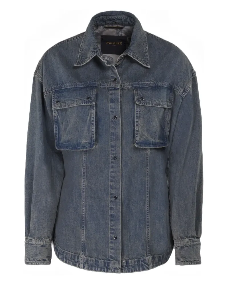 MOORER Teti-01A Jeanshemd mit Taschen - Blau Blau