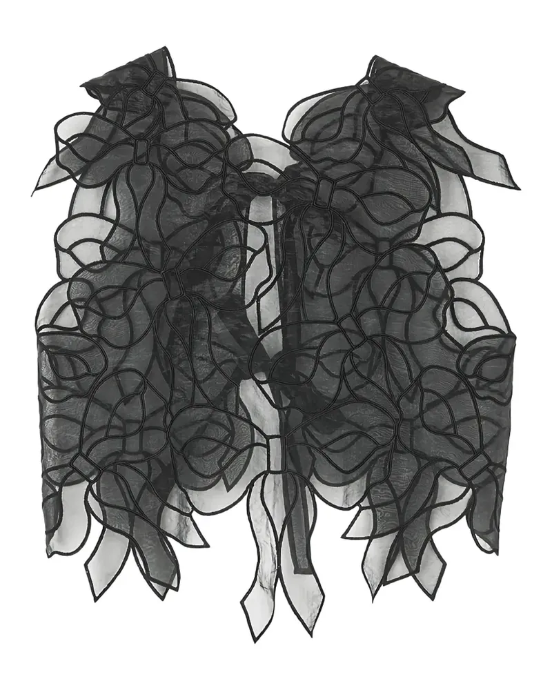 Cecilie Bahnsen Semi-transparente Abaya Bluse mit Schleifenstickerei - Schwarz Schwarz