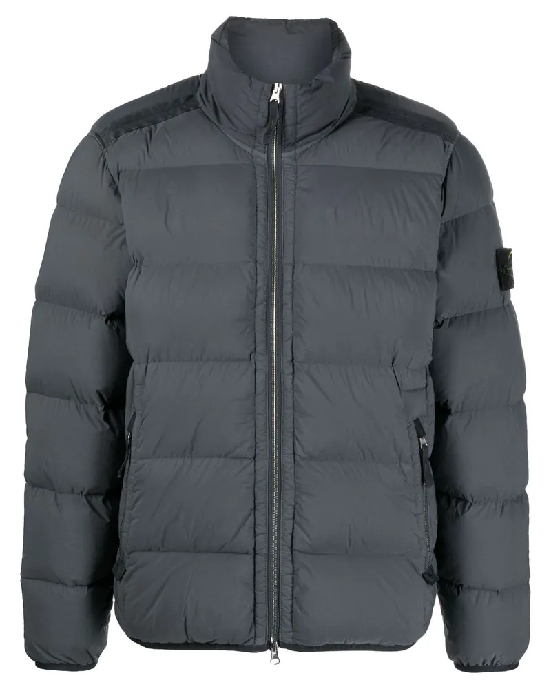 Stone Island Daunenjacke mit Kompass-Patch - Grau Grau