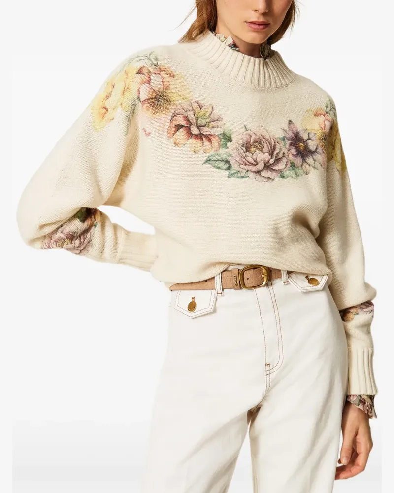 Twin-Set Pullover aus Wollgemisch mit Print - Nude Nude