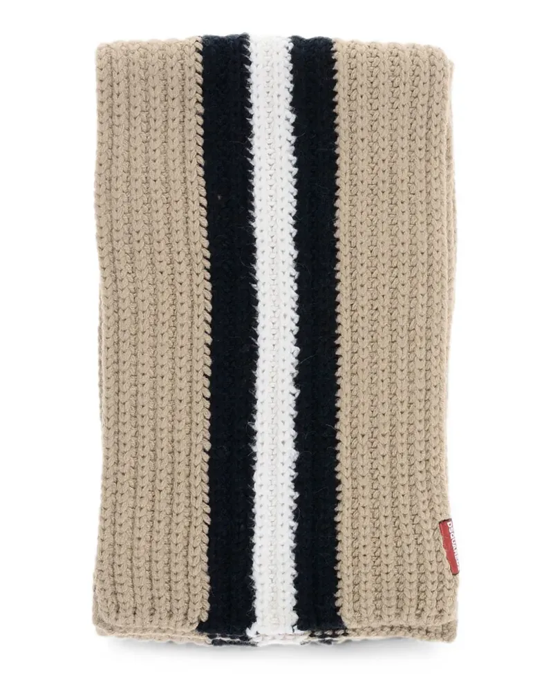Dsquared2 chunky-knit striped scarf - Nude Nude