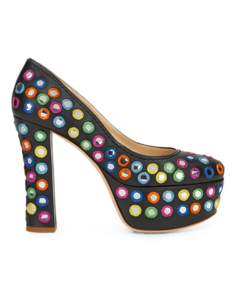 Moschino mirror-embellished platform pumps - Schwarz Schwarz