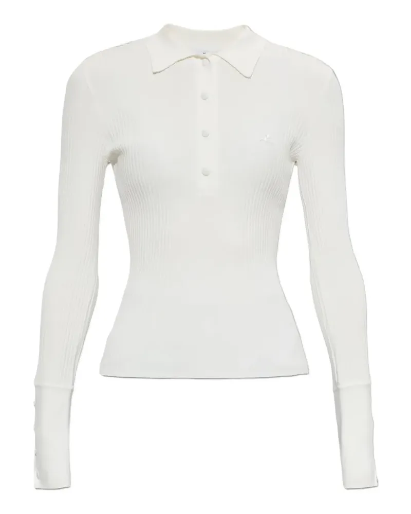 Courrèges ribbed long-sleeve polo shirt - Nude Nude
