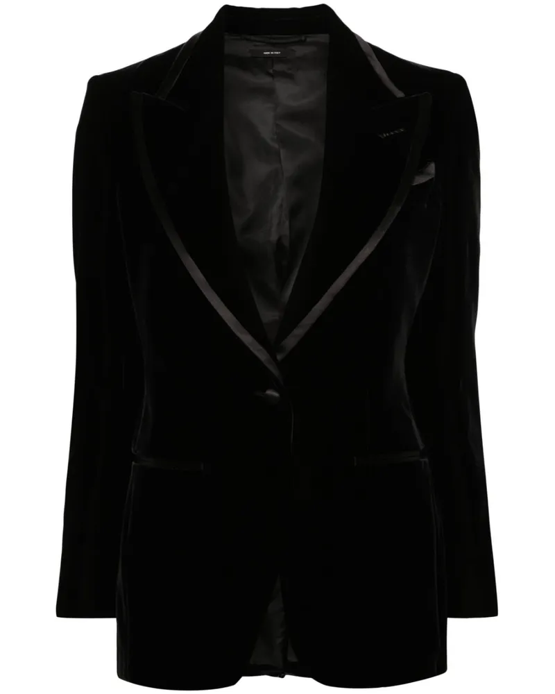 Tom Ford Einreihiges Sakko aus Samt - Schwarz Schwarz