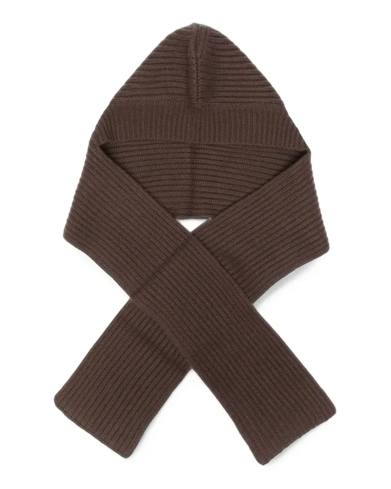 Liska Hilde ribbed-knit hooded scarf - Braun Braun