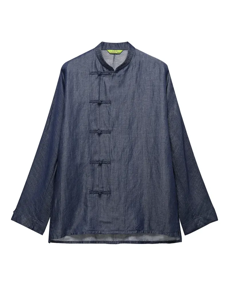 Shanghai Tang frog-fastening denim shirt - Blau Blau