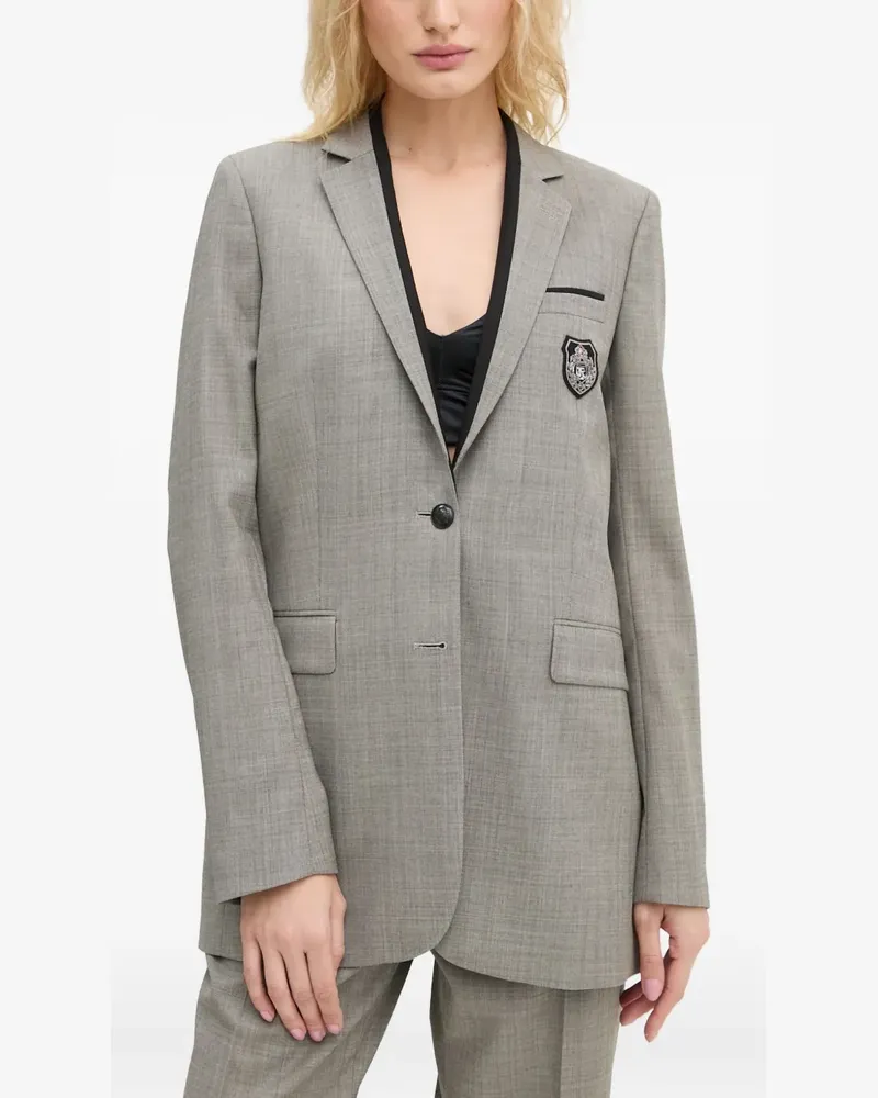 The Kooples single-breasted logo-appliqué blazer - Grau Grau