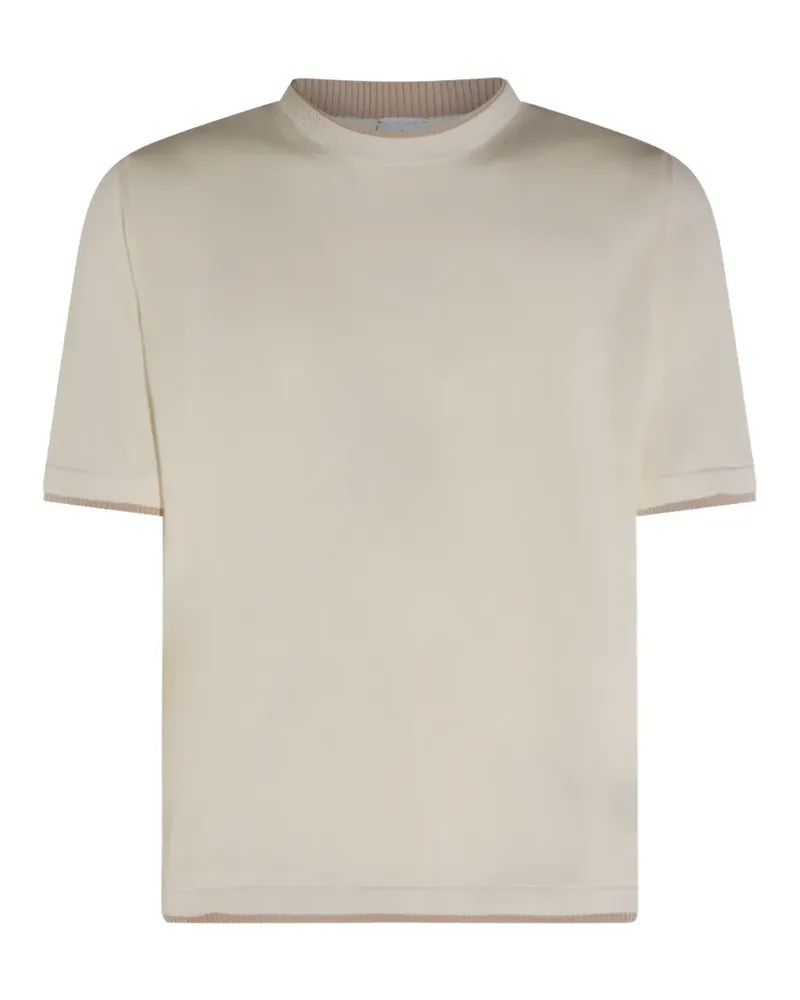 Eleventy ribbed-trim T-shirt - Nude Nude