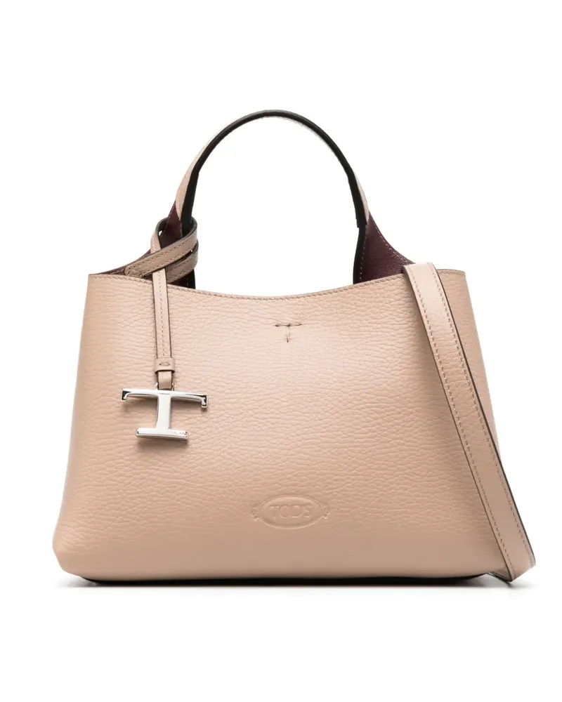 TOD'S Handtasche mit Logo-Anhänger - Nude Nude
