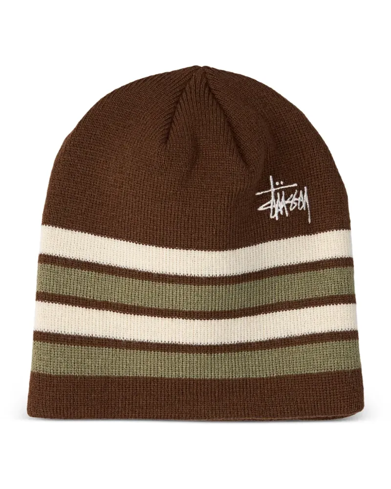 Stüssy striped skullcap beanie hat - Braun Braun