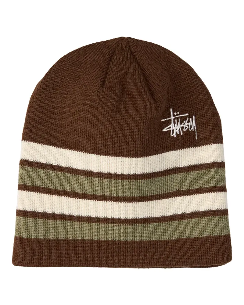 Stüssy striped skullcap beanie hat - Braun Braun