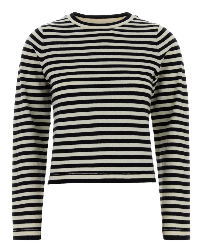 extreme cashmere Gestreifter Pullover mit Stickerei - Weiß Weiß