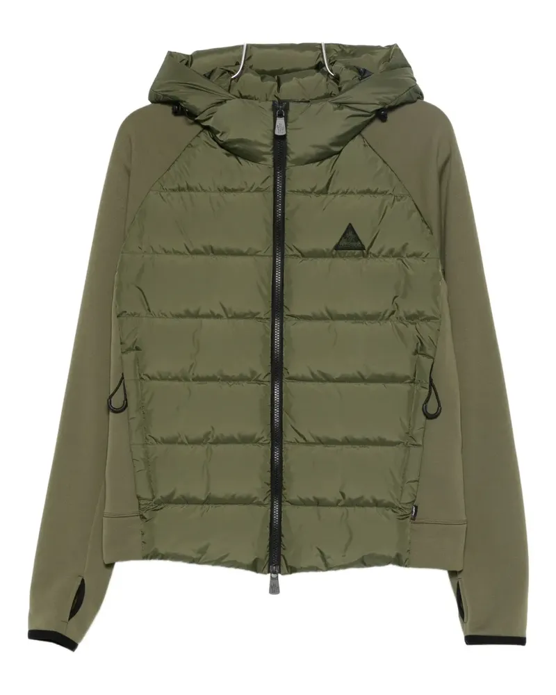 Moncler Gesteppte Jacke mit Logo-Patch - Grün Grün