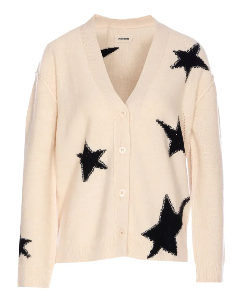 Zadig & Voltaire Intarsien-Cardigan aus Kaschmir - Nude Nude