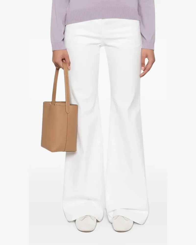 Brunello Cucinelli logo-patch flared trousers - Weiß Weiß