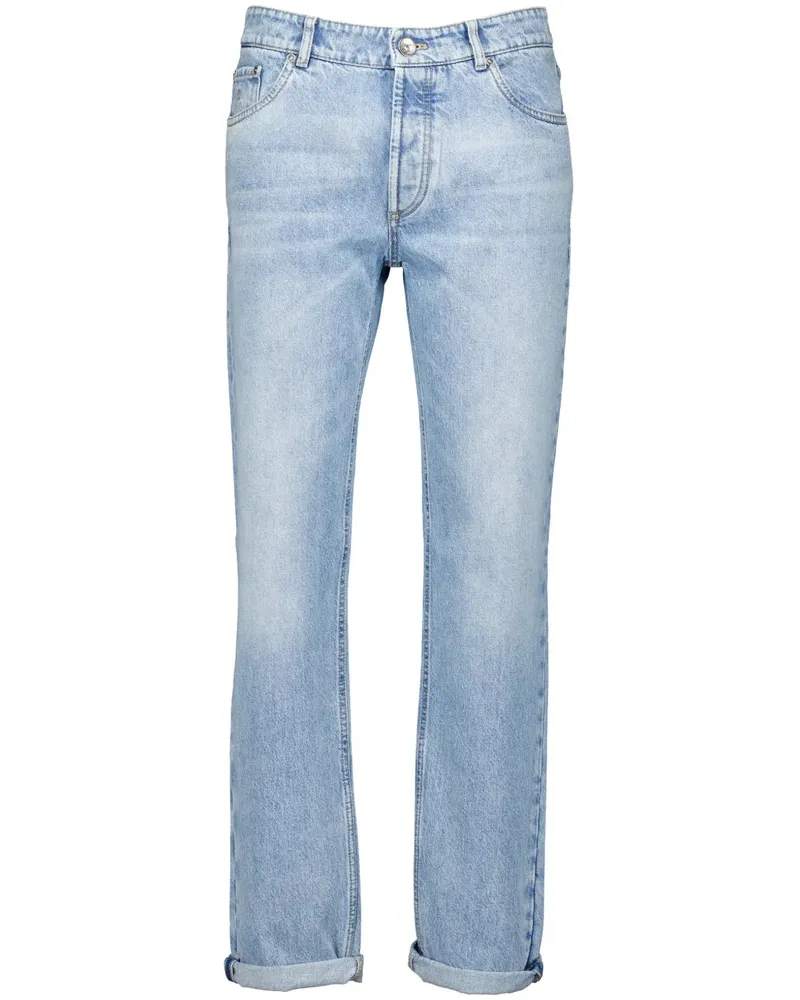 Brunello Cucinelli Tapered-Jeans mit Logo-Stickerei - Blau Blau