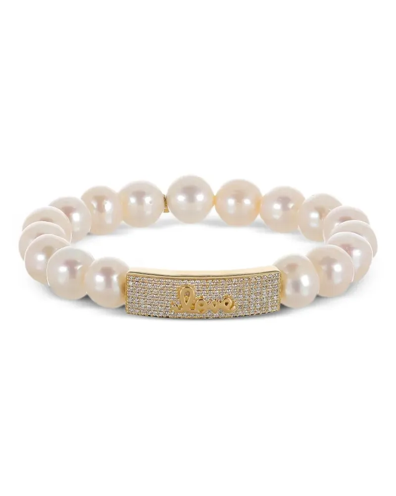 Sydney Evan Love Script Perlenarmband - Gold Gold