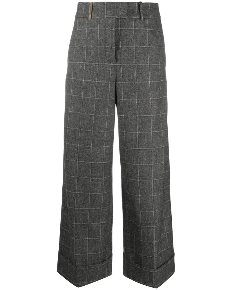 Peserico Weite Hose mit Karomuster - Grau Grau