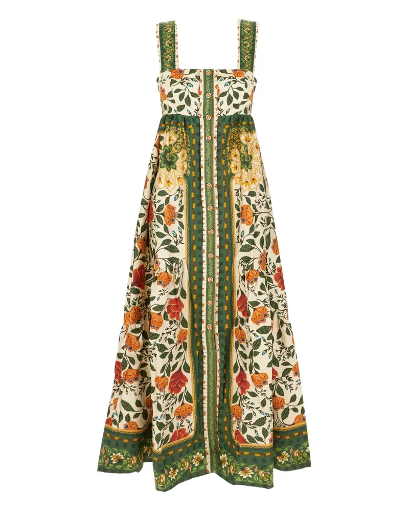 FARM Rio Maxikleid mit Blumen-Print - Grün Grün