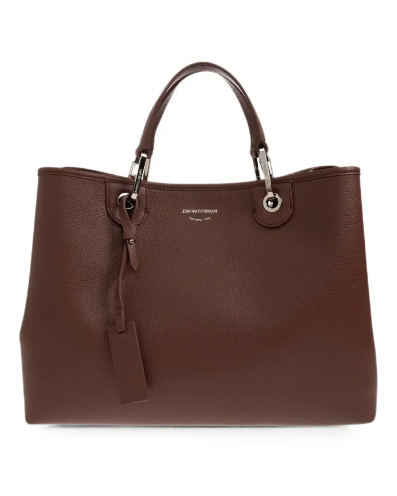 Emporio Armani logo-print grained-effect tote bag - Braun Braun