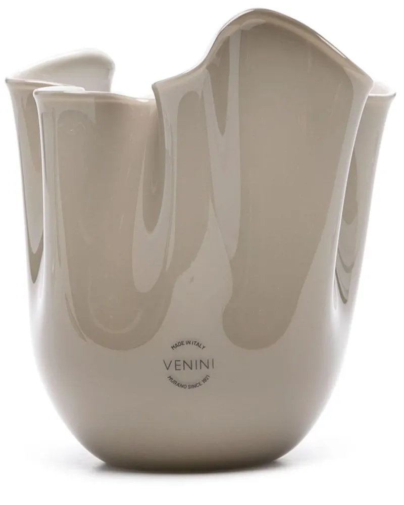 Venini Fazzoletto Porzellanvase (14,5cm x 12cm Grau