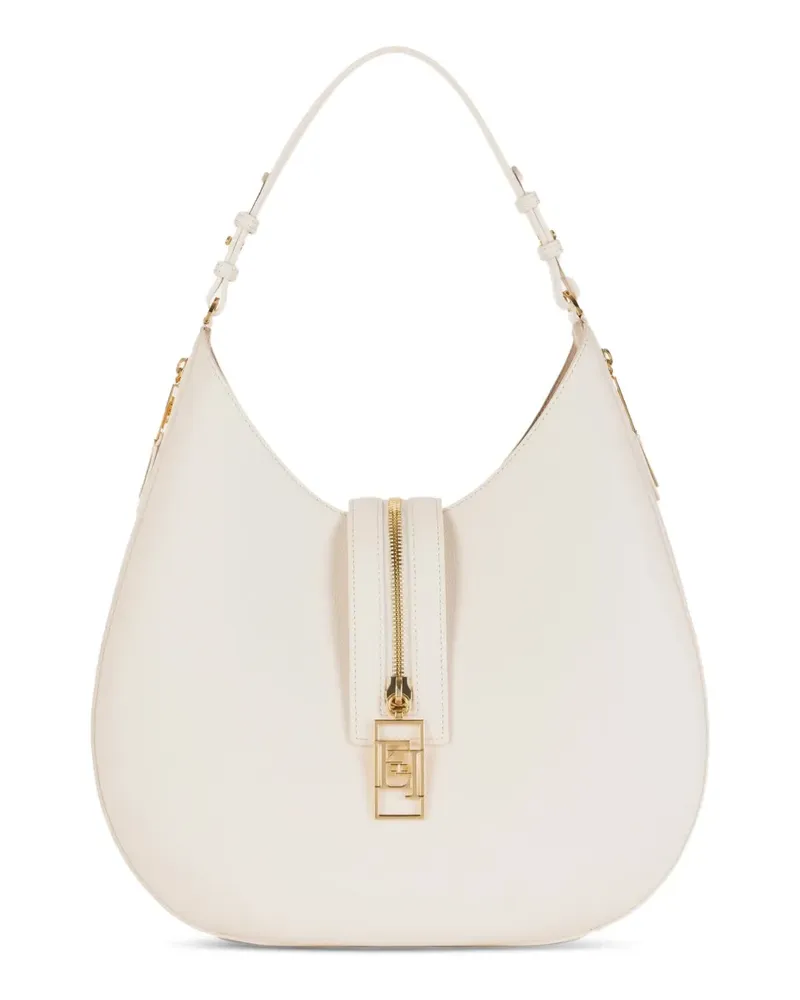 Elisabetta Franchi Halbrunde Schultertasche mit Reißverschluss - Nude Nude