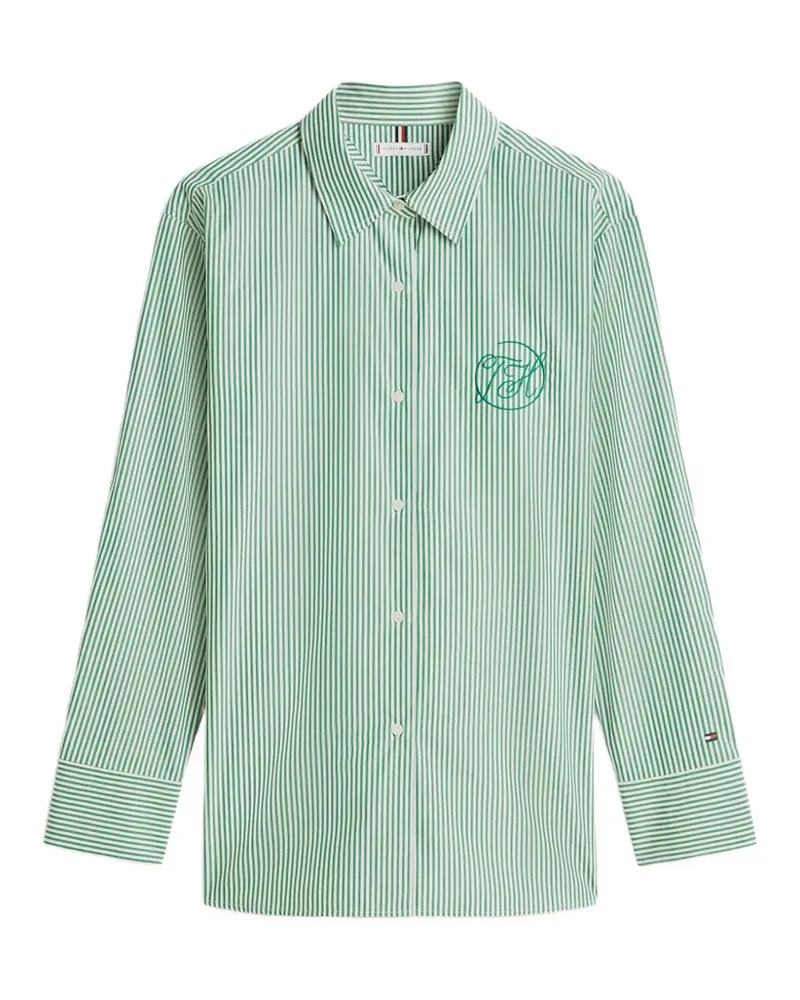 Tommy Hilfiger striped-print logo-embroidered shirt - Grün Grün