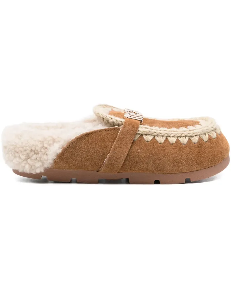 Mou Mules mit Logo-Schild - Braun Braun