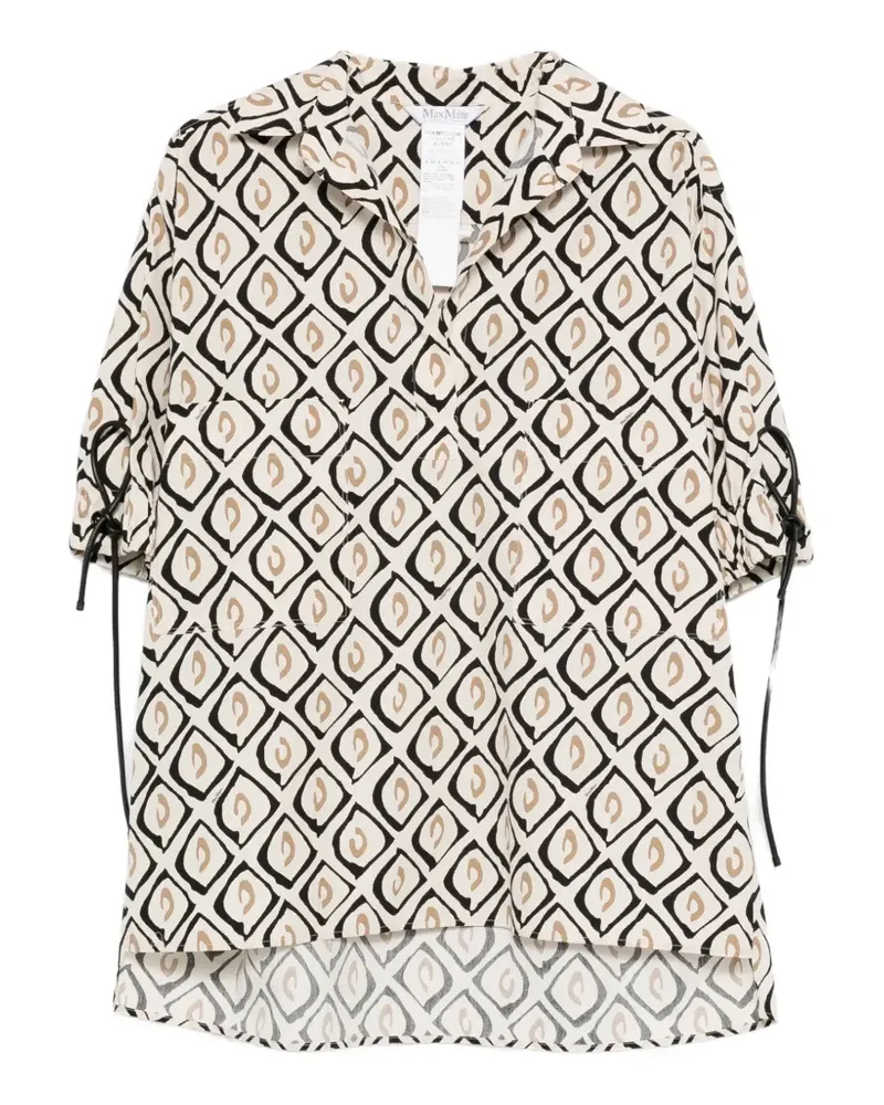 Max Mara Mxmecru tie-detail patterned blouse - Nude Nude