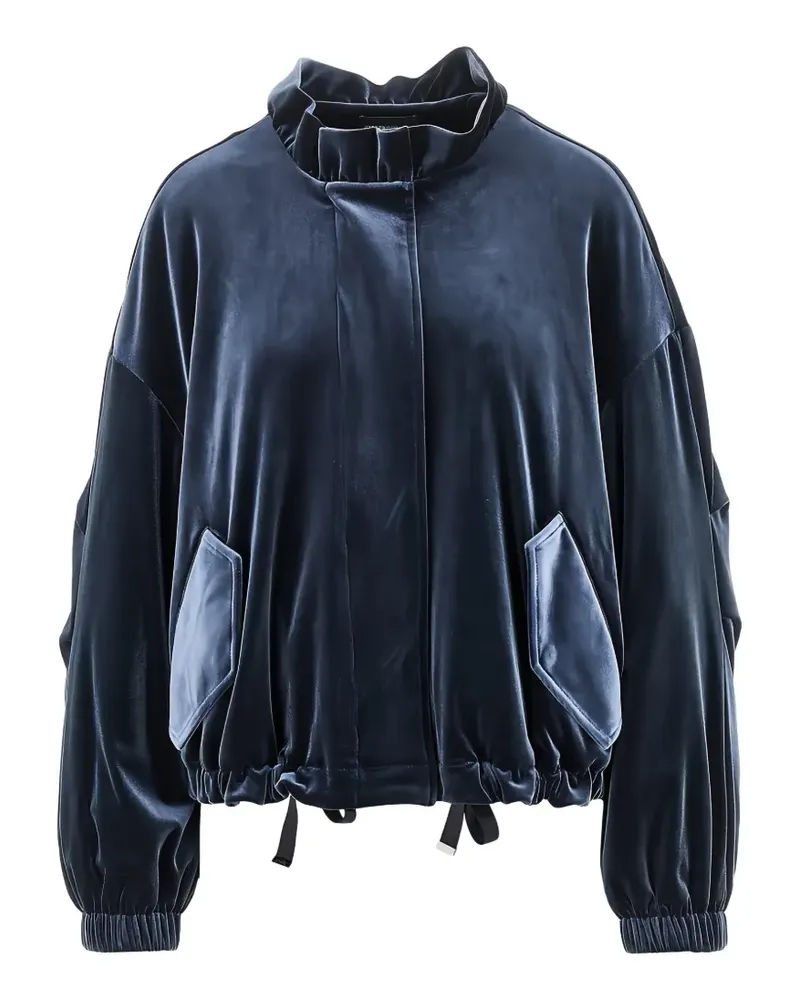 Emporio Armani velvet-effect funnel-neck jacket - Blau Blau