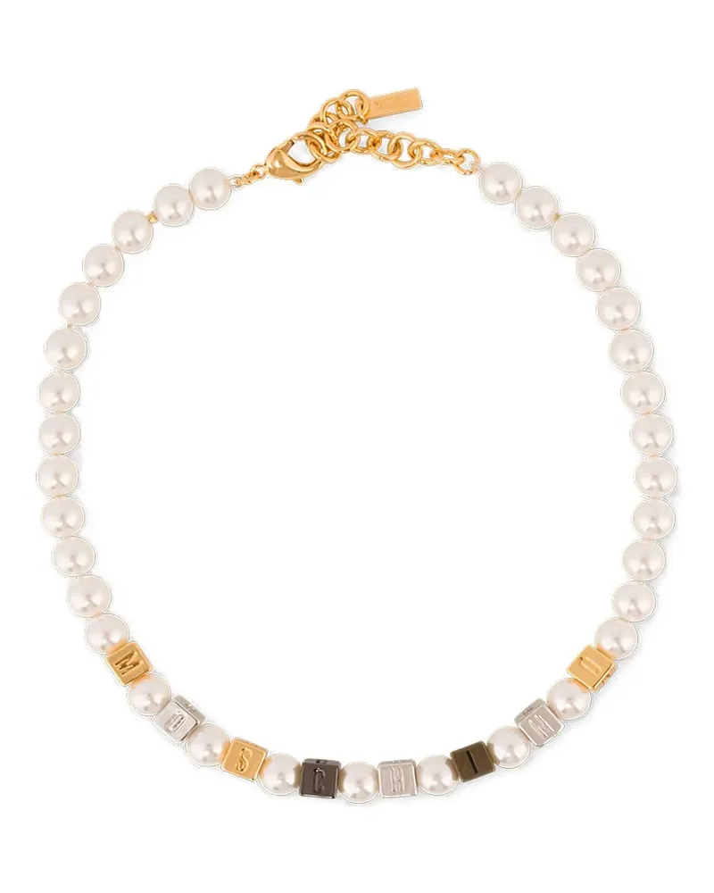 Moschino logo-beaded necklace - Gold Gold