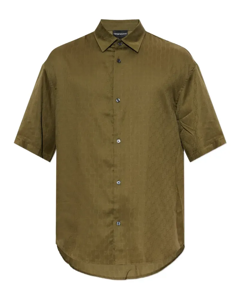 Emporio Armani Hemd aus Lyocell-Jacquard mit regulärer Passform - Grün Grün