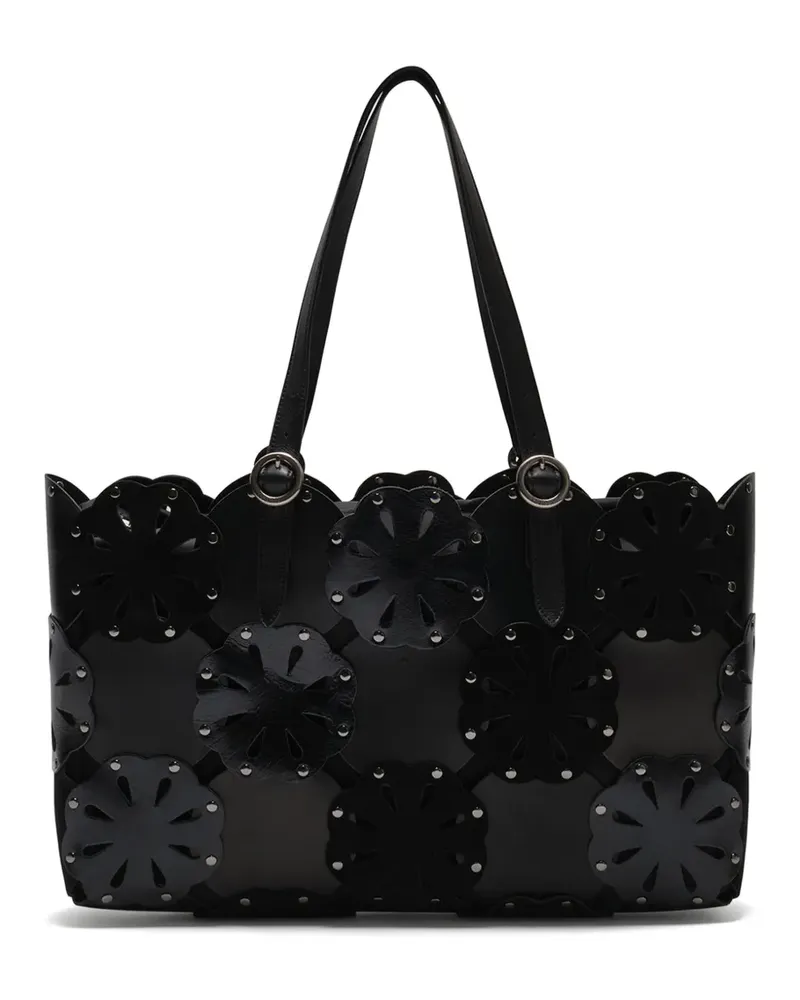 Maliparmi Gestanzter Tote Bag mit Blumennieten - Schwarz Schwarz