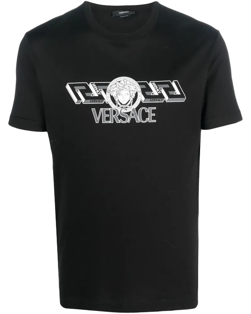 Versace T-Shirt mit Logo-Print - Schwarz Schwarz