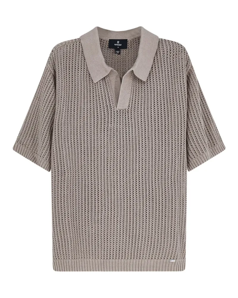 REPRESENT Poloshirt mit Lochstrickmuster - Nude Nude